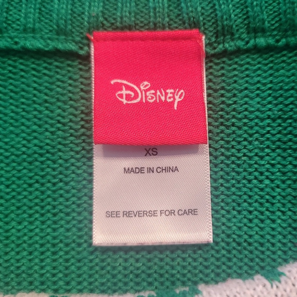 Disney Mickey Mouse Christmas Holiday Sweater Green Fair Isle Womens XS JW0623 - Picture 4 of 6